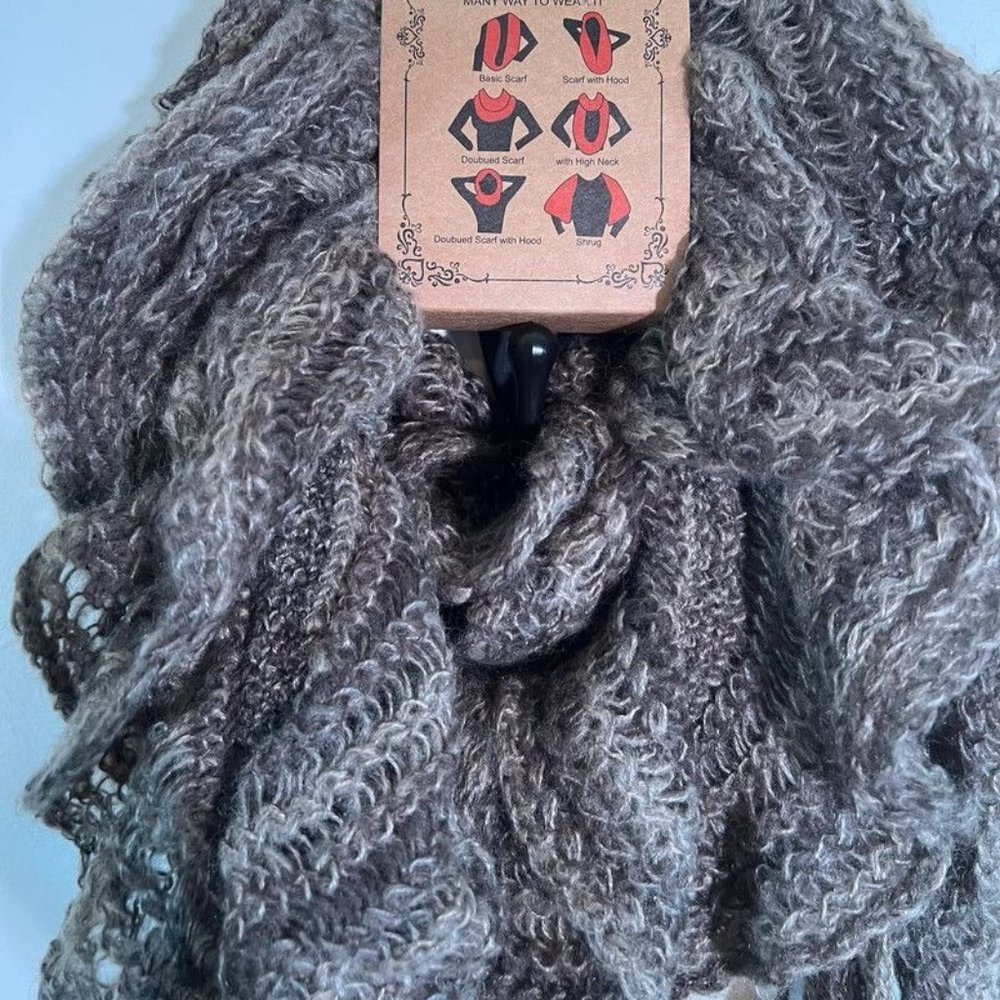 NWT Purple Grey Fringe Scarf - Picture 6 of 6